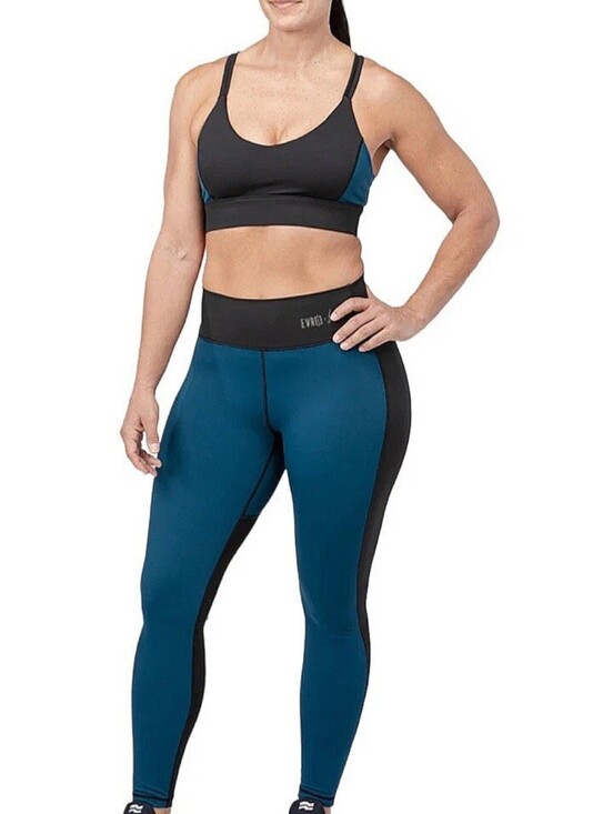 The Chestee Pants - Evree X Barbella “Bella Heart” Legging & Bra Set Black Blue | Women's Size M